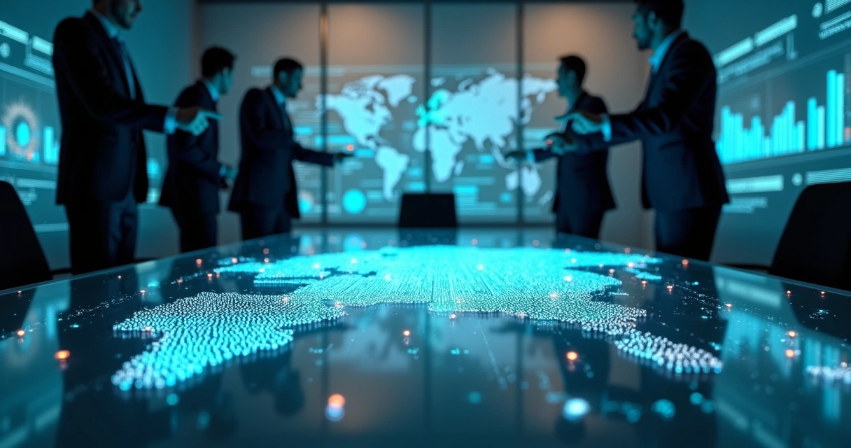 Mapa digital mostrando segmentação de clientes B2B conectados por dados