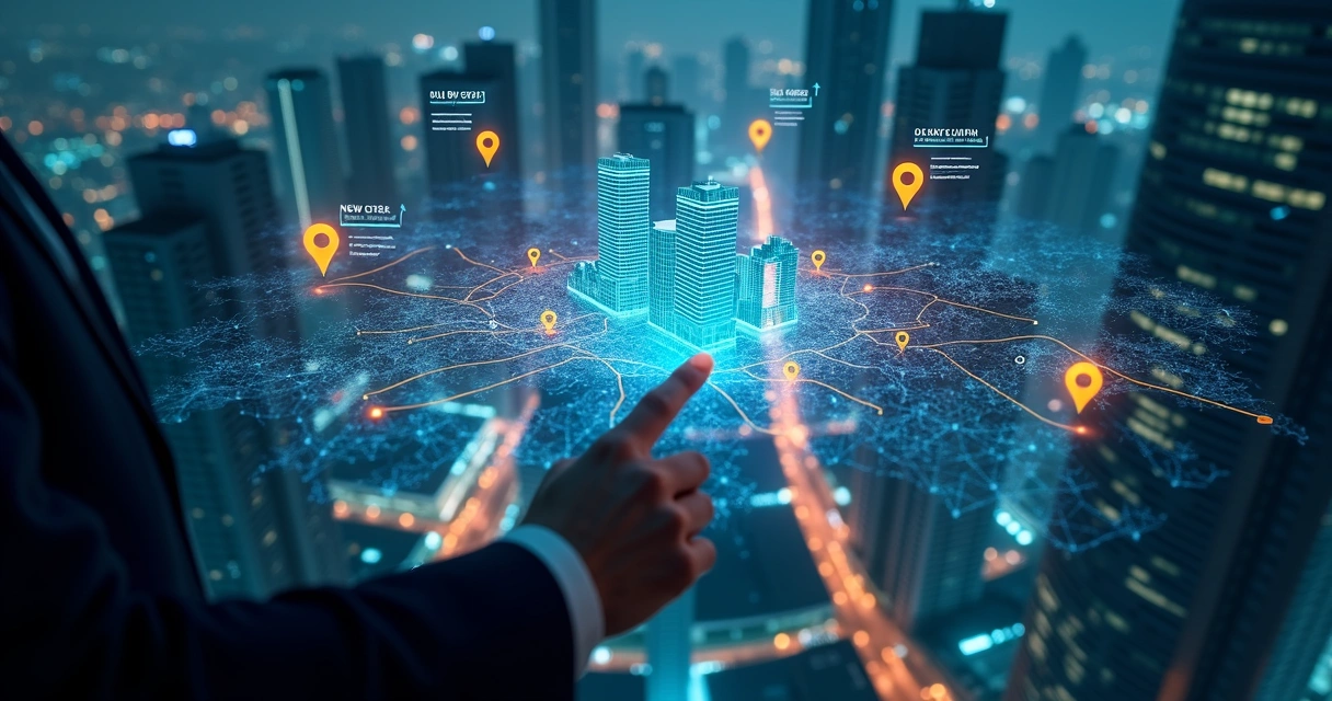 Mapa urbano digital com empresas destacadas mudando de endereço 