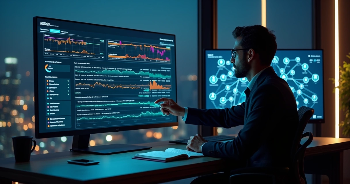Gestor analisa painel com trilhas comportamentais de empresas B2B