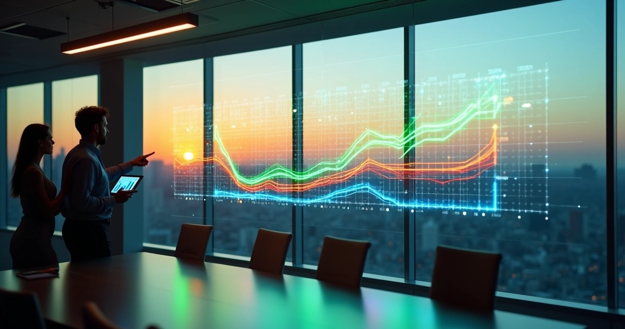 Calendário anual com gráfico de demanda B2B em sobreposição